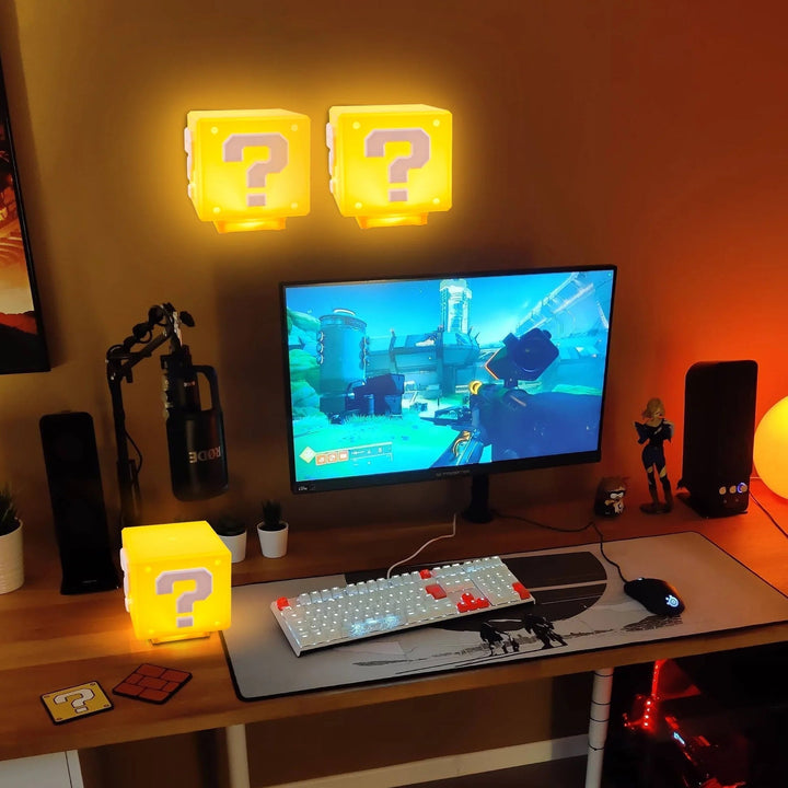 Power-Up Blokk Nattlys - Super Mario-inspirert Spilldekorasjon Luvikno