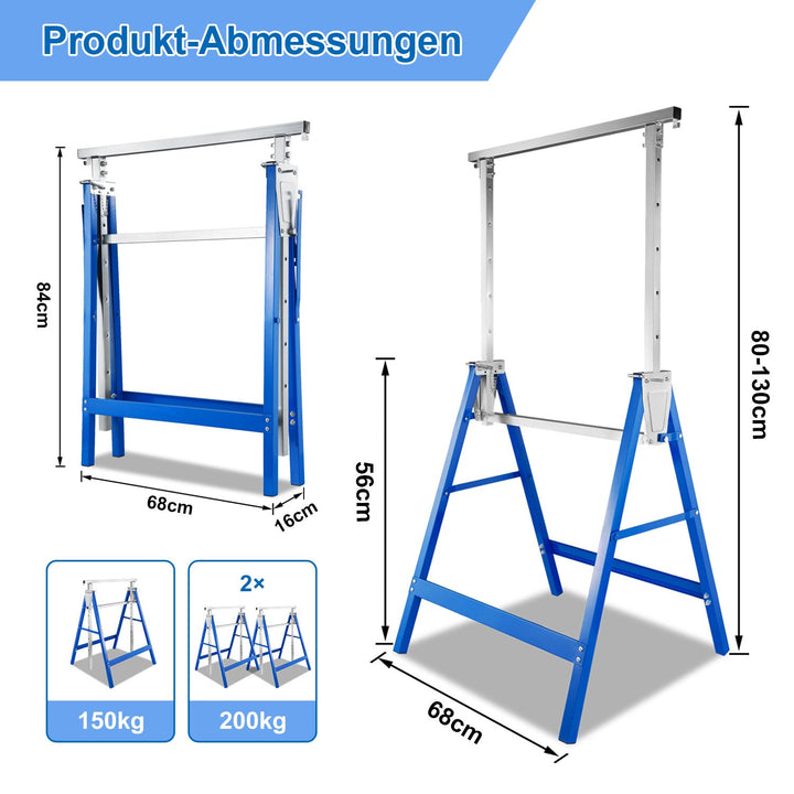 2x Stillstandere Folding Stands 7-fold høydejusterbare | Luvikno