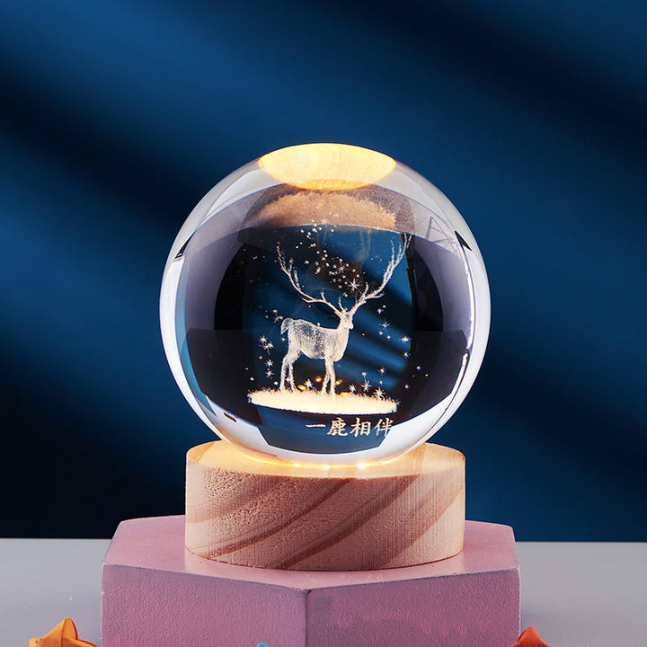 3D Krystall Ball Nattlampe Luvikno