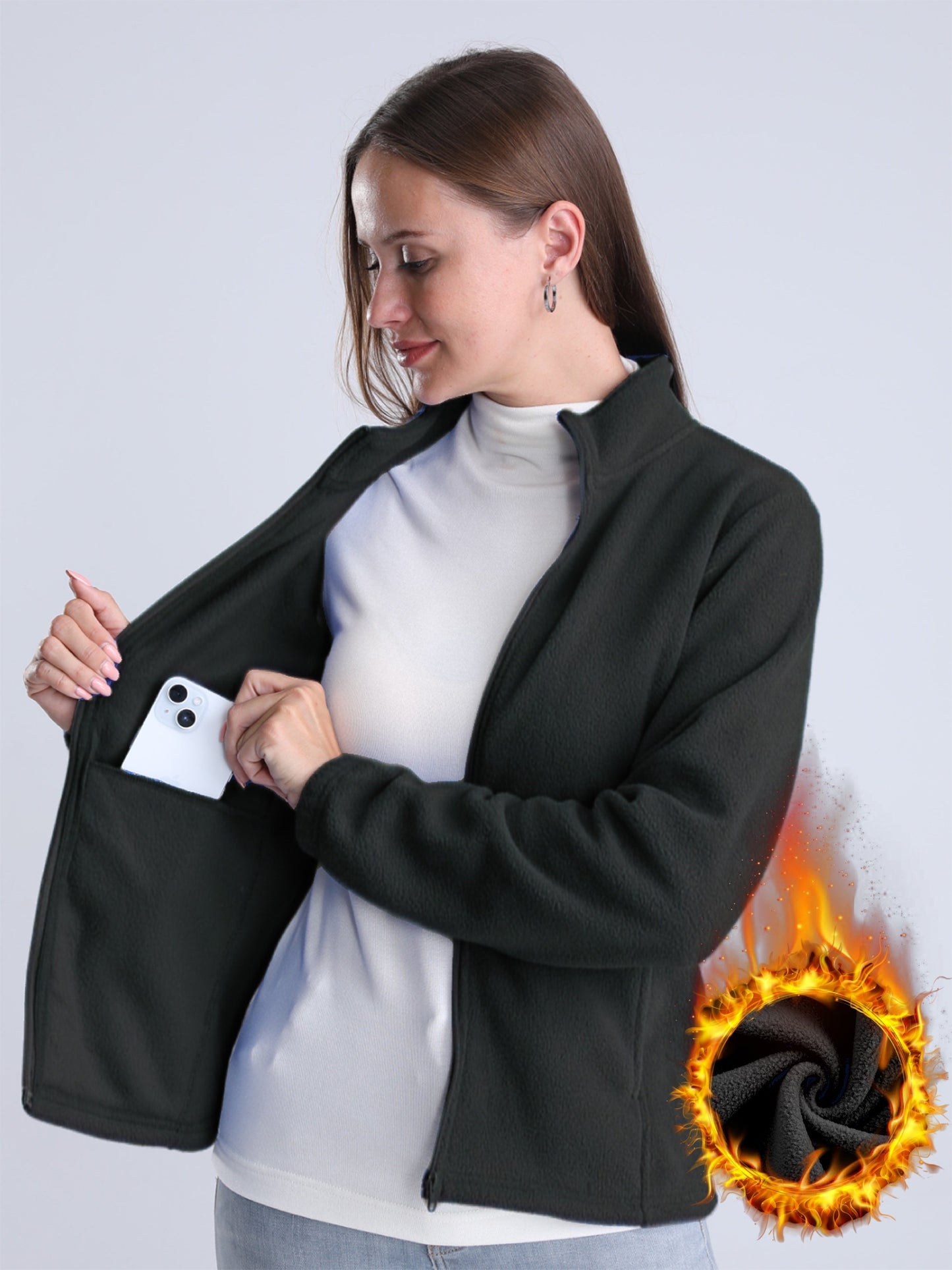 Luvik | Yhdiste fleece-takki, jossa on vetoketju ja taskut