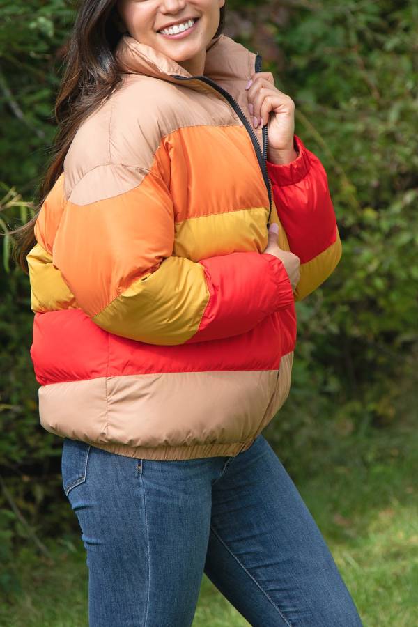 Luvik | Auringon väri-block-puffermantteli