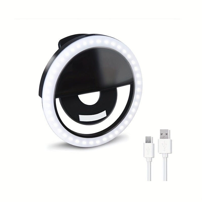 Luvikno | LED Selfie Ring Light med oppladbart batteri - Perfekt sirkelys for sminke og fotografering, kompatibel med telefoner og datamaskiner