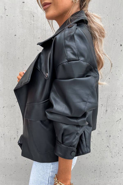 Luvik | Nahkareversi Taskut Brittiläinen Tyyli Lyhyt Takki