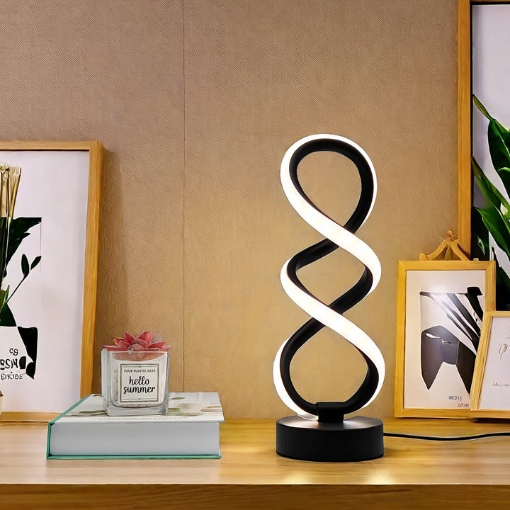 SpiraLux - Elegant Spiral Bordlampe med Fargevalg Luvikno