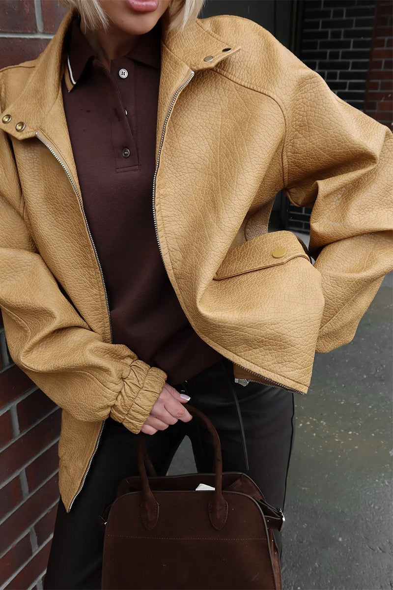 Luvik | Stand Collar PU Nahkajakku