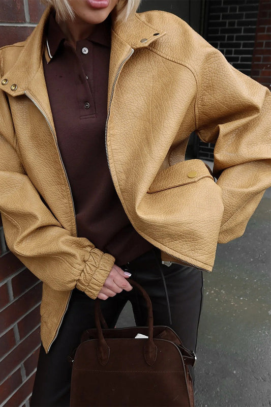 Luvik | Stand Collar PU Nahkajakku