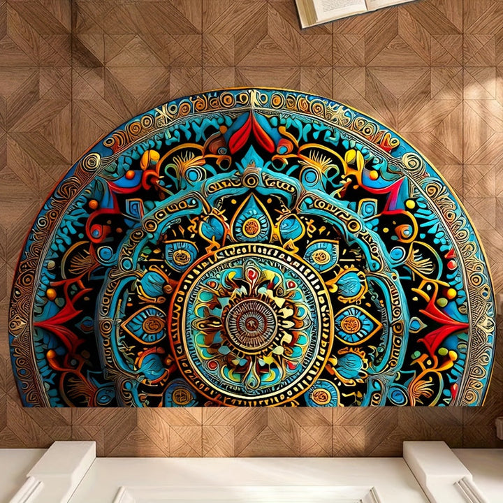 Dørmatte halvmåne mandala design teppe Luvikno