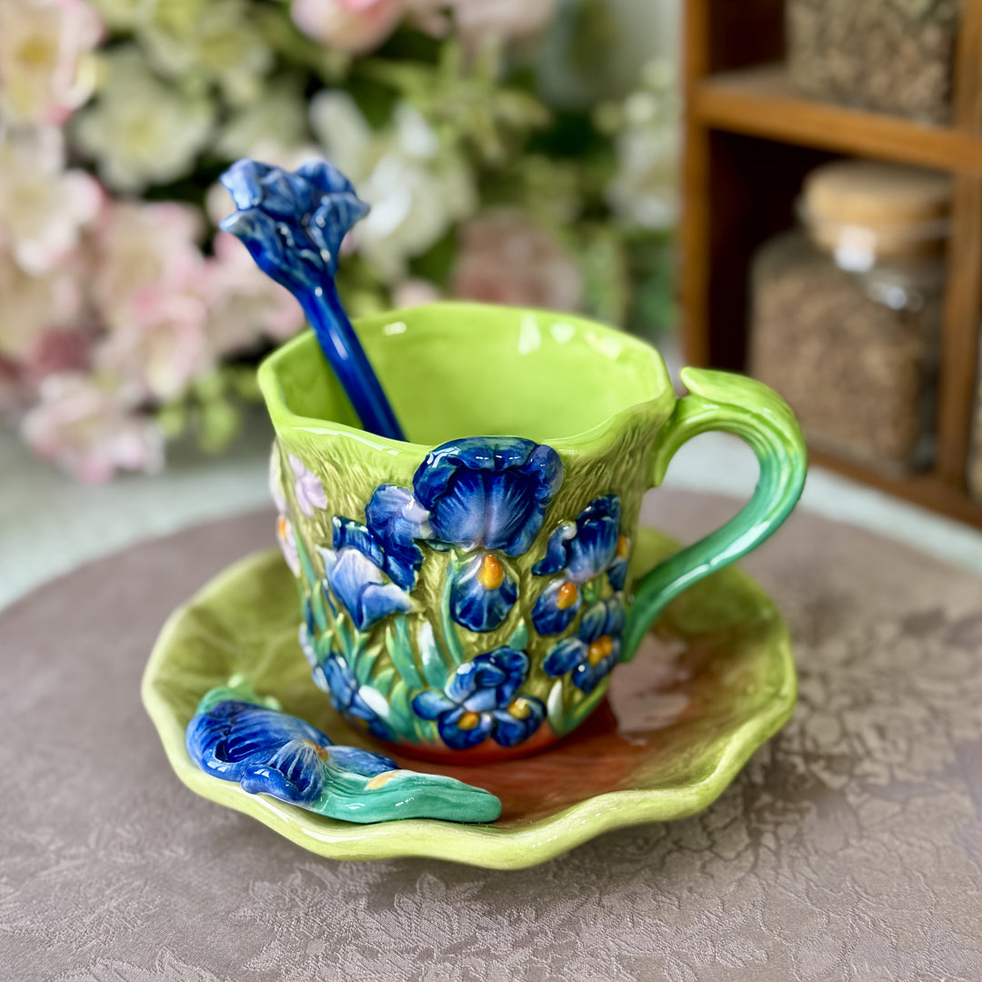 ArtSip Keramikkopp & Underskål Sett – Håndmalte 3D-design inspirert av Van Gogh | Luvikno