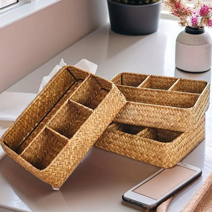 Emly Rattan Organizer Basket | Luvikno