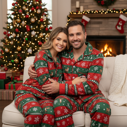 Luvik | Lomaperheen nappikauluspaita jouluyöasu