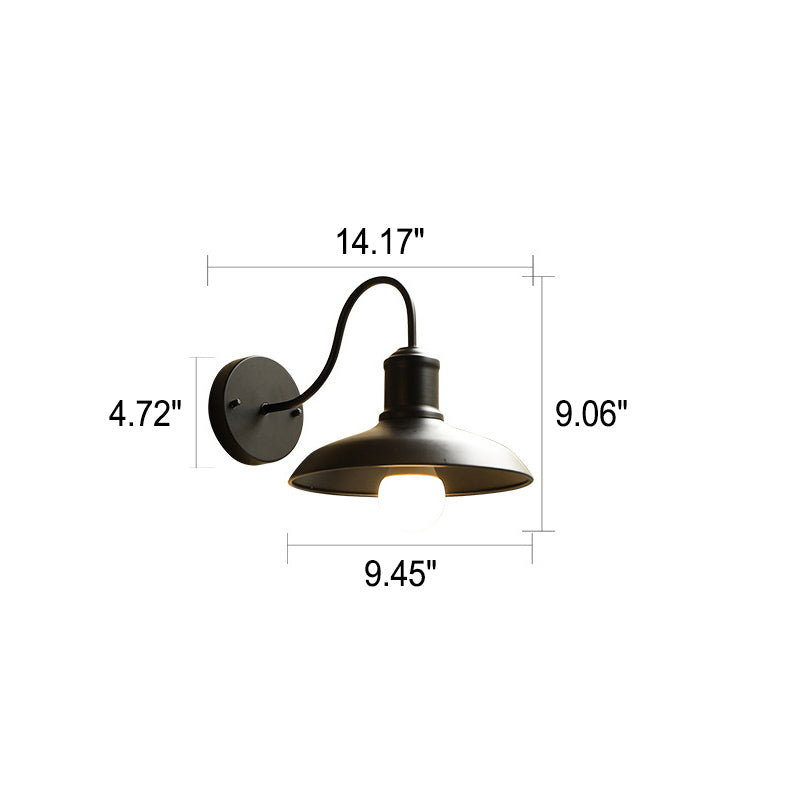 Retro Loft Dome Jern Utendørs Vanntett 1-Lyskilde Buet Arm Vegglampe | Luvikno