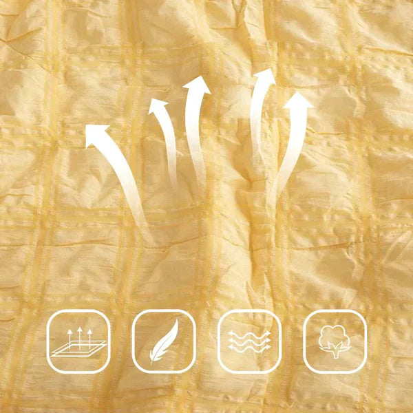 Icy Seersucker Sommer Kjøl Quilt Blonde 4-delt Sett | Luvikno