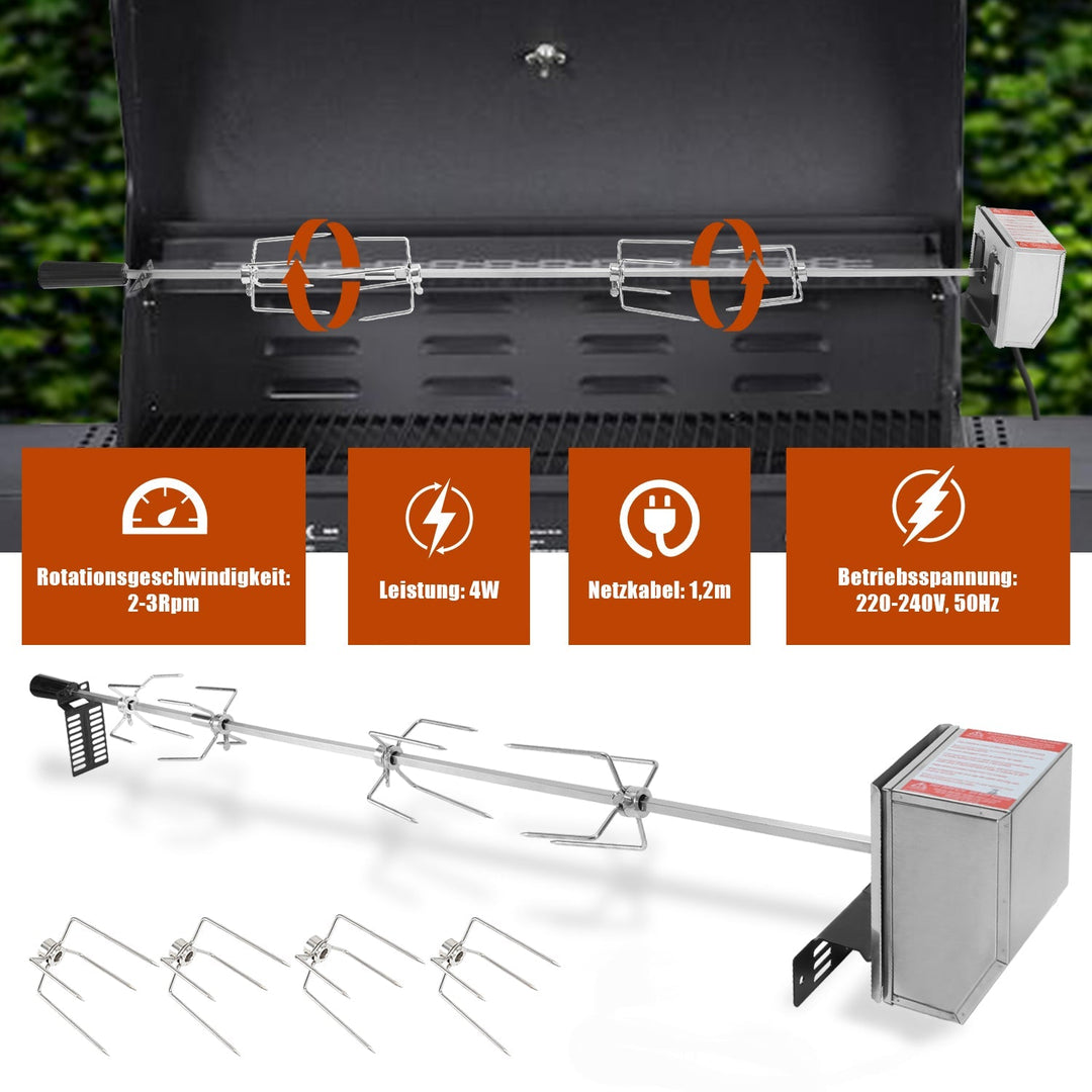BBQ Grill Spydere Rustfritt Stål Motor 4x Kjøttnål | Luvikno