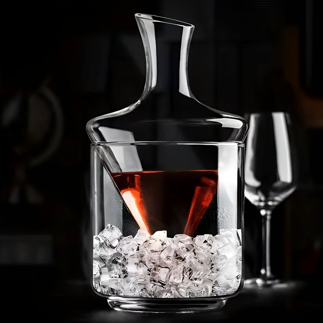 Vinkaraffel med Rask Lufting – Elegant Vanndfallsdesign laget av Glass | For Mer Intenst Aroma og Stilfull Vin Nytelse | Luvikno