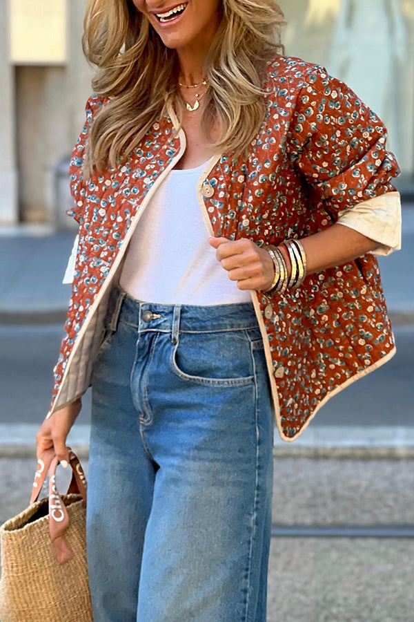 Luvik | Puuvilla kukkakuvioinen kontrastipuuvillatakki