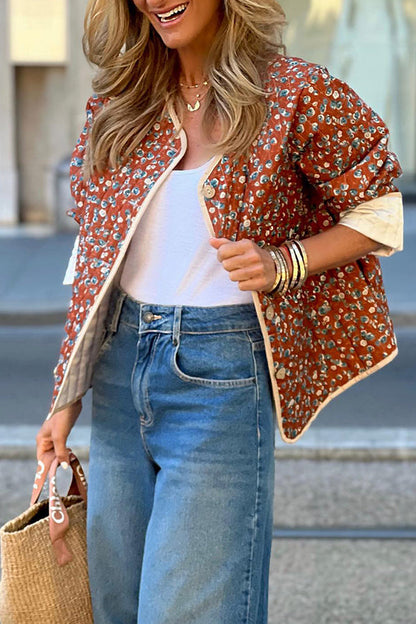 Luvik | Puuvilla kukkakuvioinen kontrastipuuvillatakki