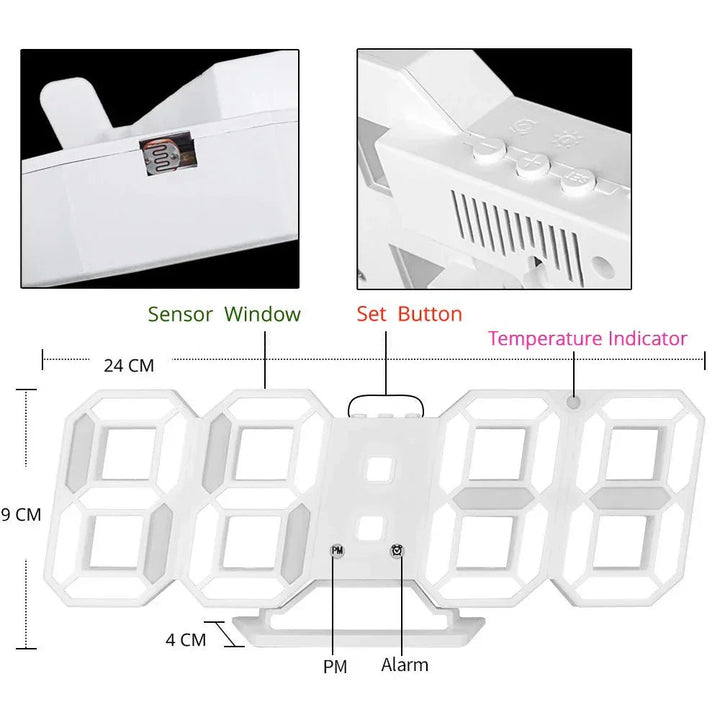 ClariTime 3D LED Veggklokke — Gjenkjenn din stressfrie tid i strålende klarhet når som helst | Luvikno