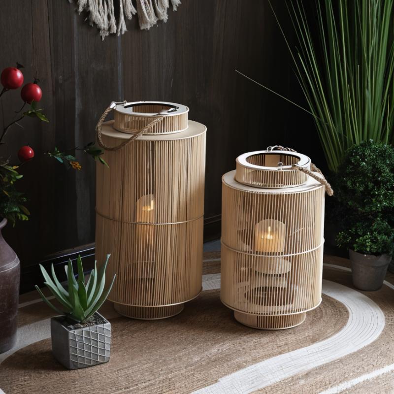 Imitasjon Bambus LED Lys Lantern Luvikno