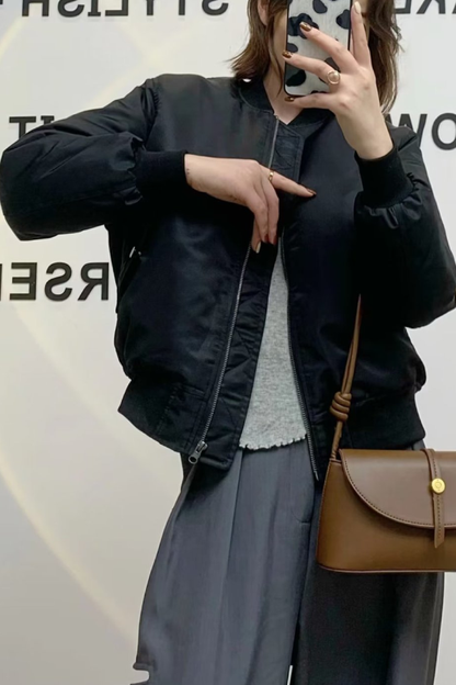 Luvik | Kauluksen paksuuntunut yhden puolen lentotakki baseballtakki