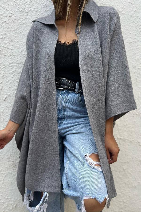 Luvik | Väri rento Cardigan löysä yksinäinen napin tuulitakki