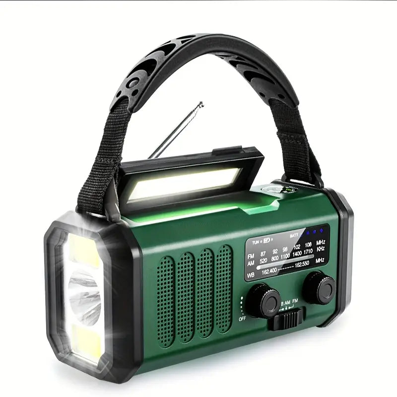 Luvikno | Solcelle Nødradio med Power Bank – Håndspak og LED-lommelykt for Camping og Utendørsbruk