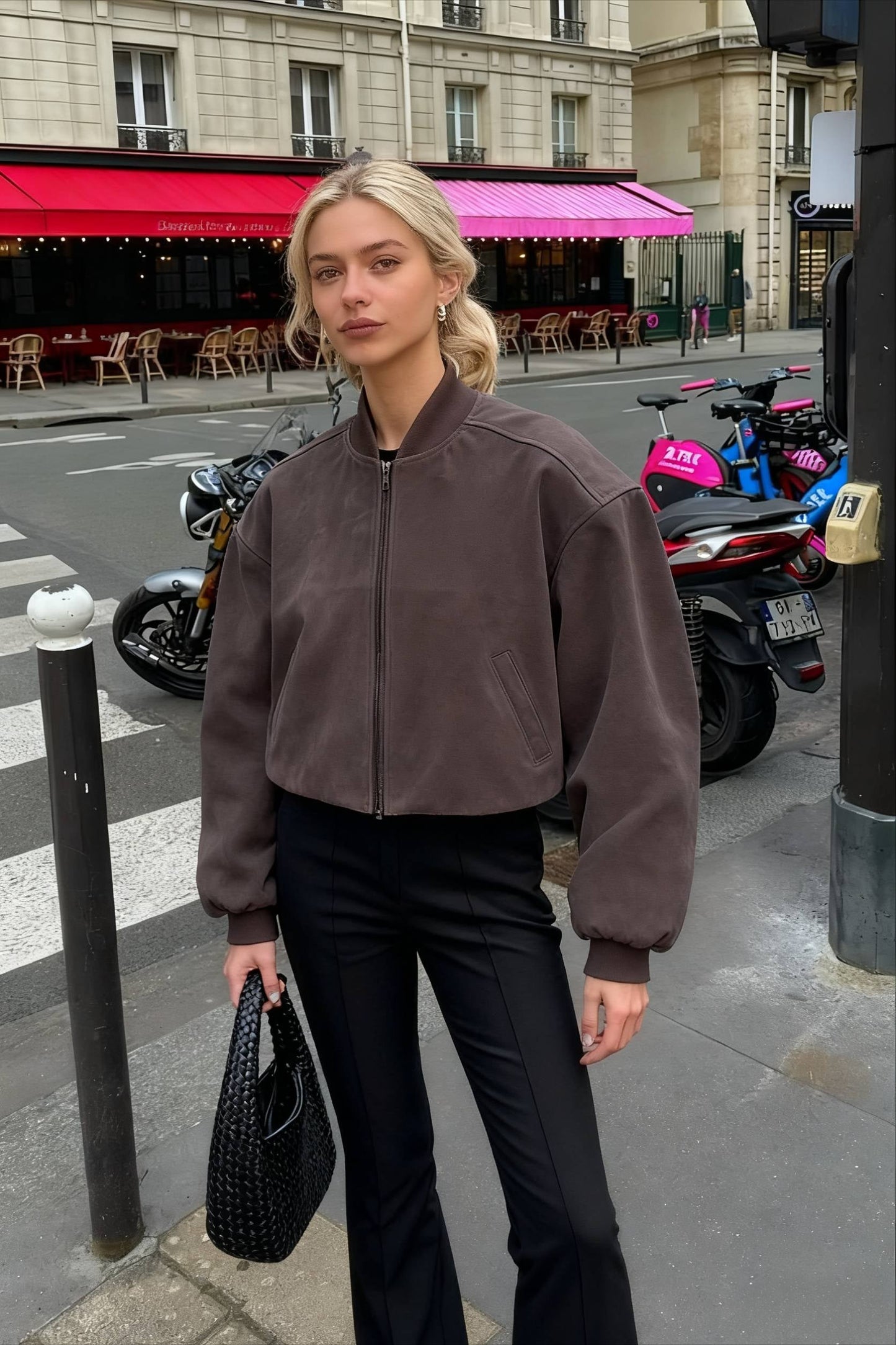 Luvik | Harmaa Nubuck Pilot Stand Collar Vetoketjunjakki