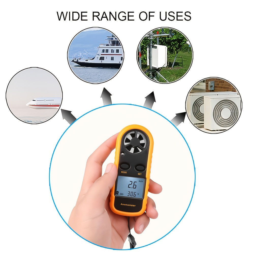 Luvikno | Digitalt anemometer med klart LCD-display – Bærbart anemometer for utendørs sport