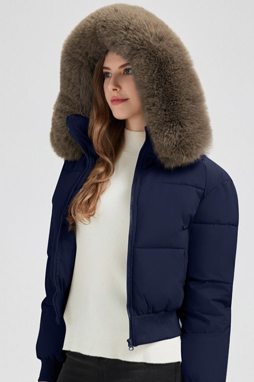 Luvik | Hettegenser med faux fur-mønster
