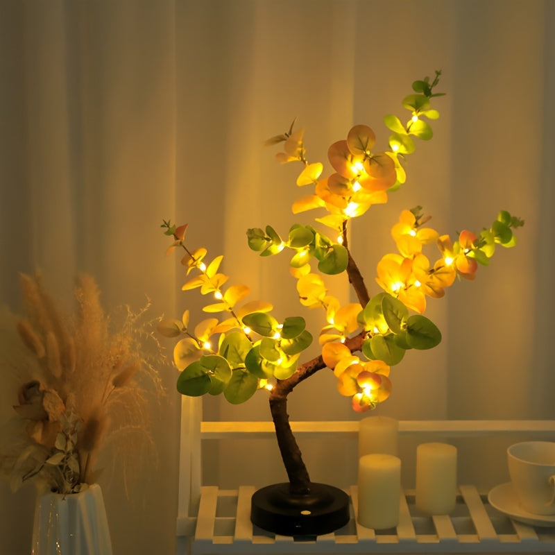 EucalyptusGlow Tre - LED Bonsai Lampe med Oppladbar Drive Luvikno