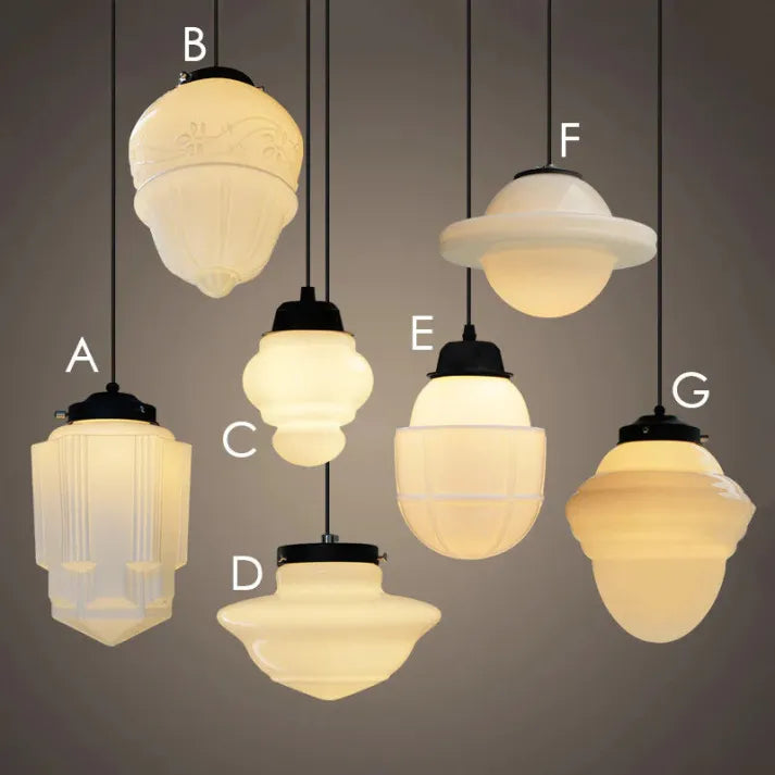 Vintage Geometrisk Hengelampe laget av Matt Glass – Retro Pendellampe for Spisestue | Luvikno