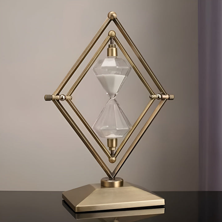 Timeglass med geometrisk metallramme – Dekorativ og avslappende | Med hvit sand som meditasjonstimer | Luvikno