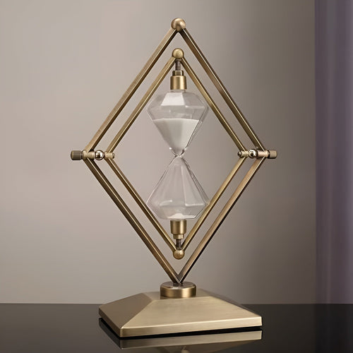 Timeglass med geometrisk metallramme – Dekorativ og avslappende | Med hvit sand som meditasjonstimer | Luvikno