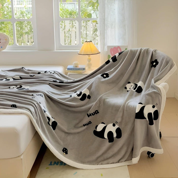 PandaSnug Teppe - Myk og Varm Panda Trykk Flanell Fleece Teppe | Luvikno