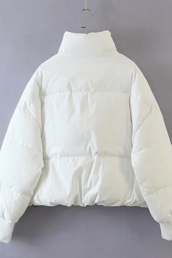 Luvik | Kauluksessa Vetoketju Tasku Paksu Lämmin Puuvillatakki