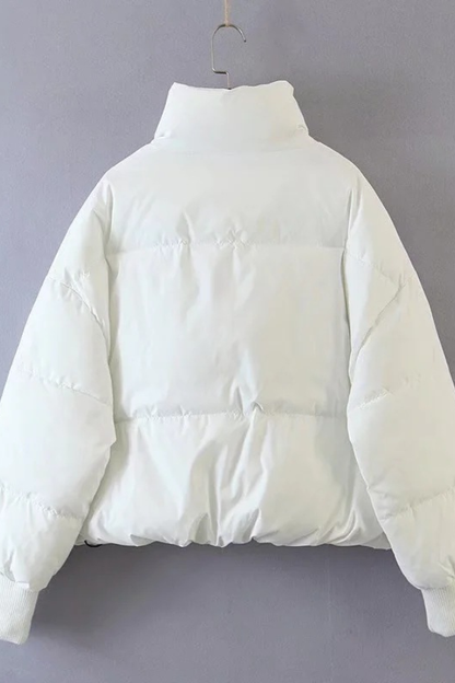 Luvik | Kauluksessa Vetoketju Tasku Paksu Lämmin Puuvillatakki