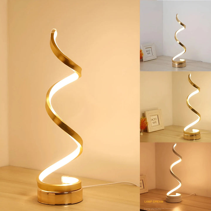 Luvikno | Elegant Spiral Glow LED Skrivebordslampe – Energi Effektiv, Bærekraftig & Øyevennlig Design