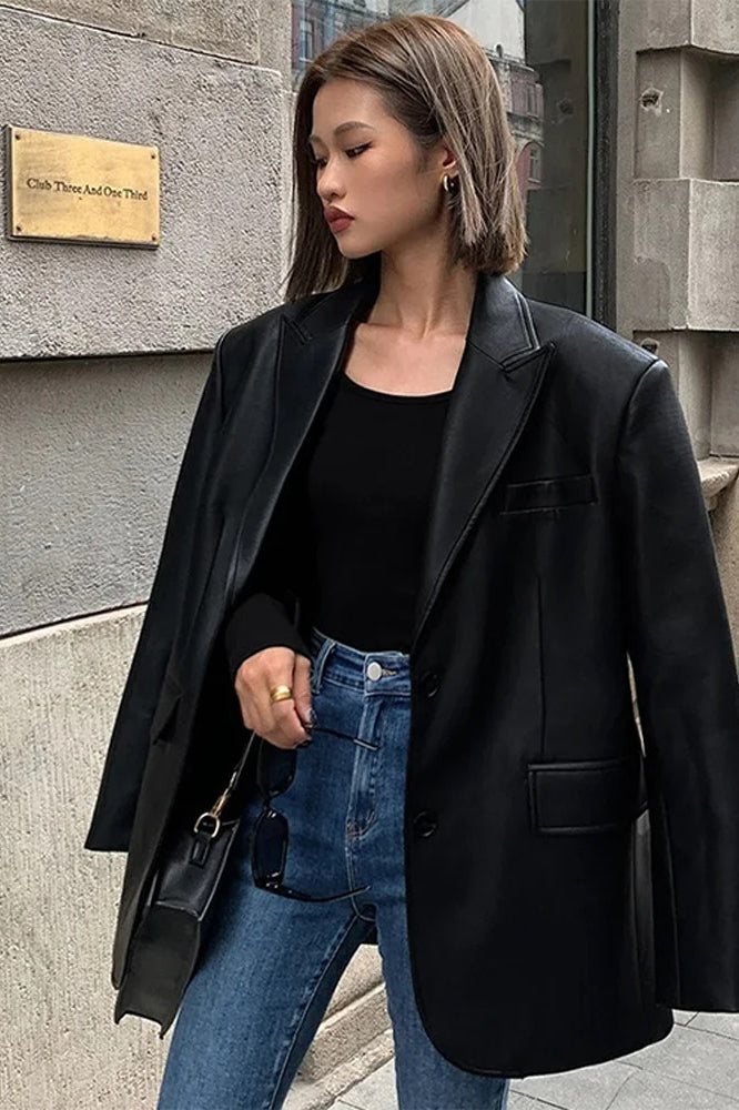 Luvik | PU-lær Blazer-jakke