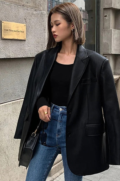 Luvik | PU-nahka Blazer-takki