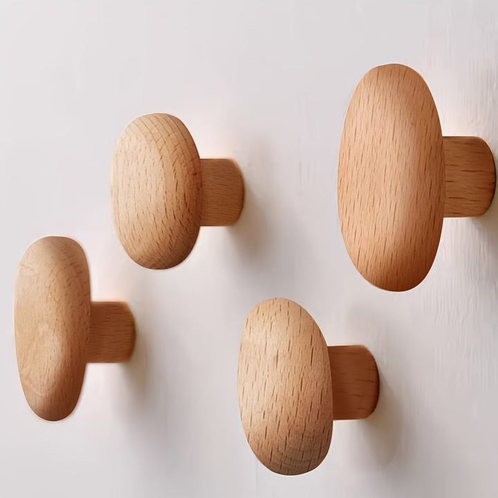 Luvikno | WoodCraft Trevegghooker Sett – Håndlaget design av valnøtt og bøk tre
