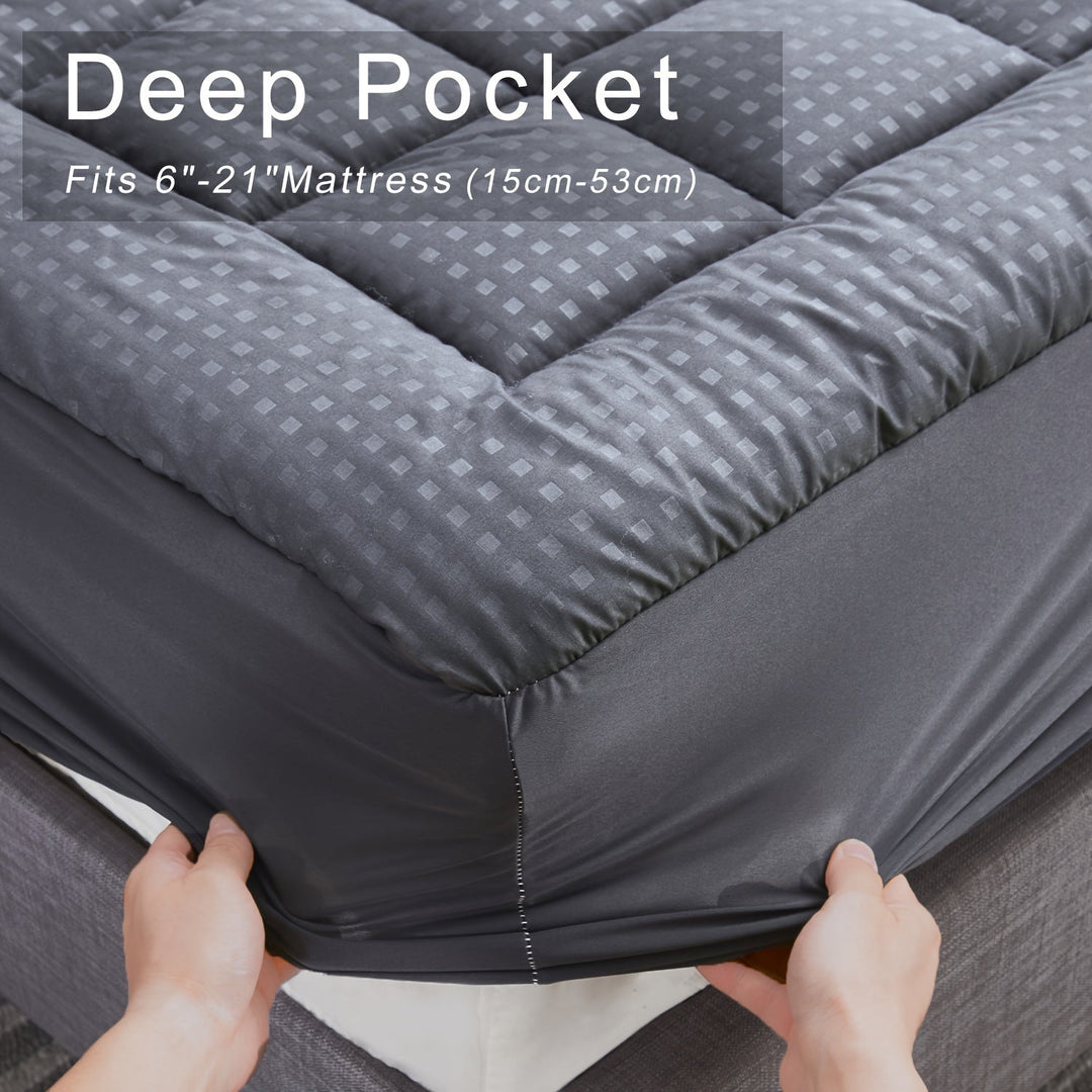 Ultimate Cooling Mattress Pad – Premium Quilted Pillow Top, Luxuriously Fluffy and Ultra-Breathable with Secure 14-18 Deep Pocket Cover – Enhanced Sleep Comfort, 1pc | Luvikno