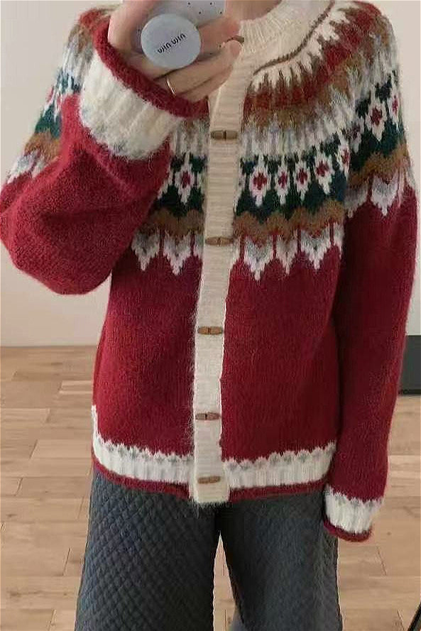 Luvik | Rundhalset Fair Isle Juleselvknapp genser