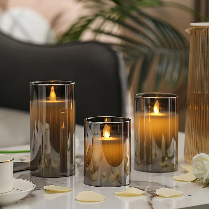 Luvikno | LuxeLumen LED Lysestake Set | Elegante LED lys med fjernkontroll for atmosfærisk stemning