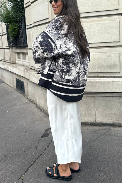 Luvik | Songs Posliinitiiviste Painettu Kassi Pehmustettu Puuvilla Kimono Takki