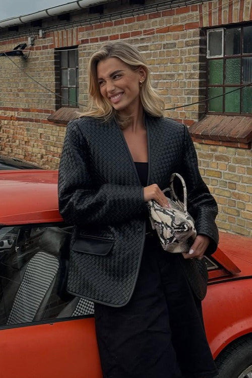 Luvik | Kauluskudottu Nahka Pitkähihainen Takki