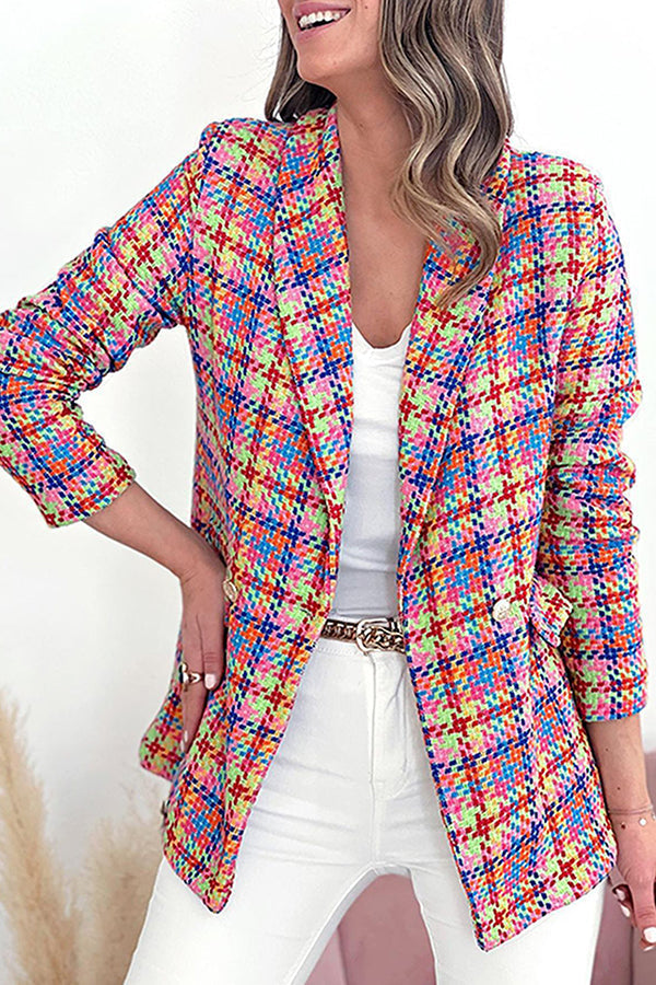 Luvik | Painetut olkalaukut kaksinkertainen nappi rento takki