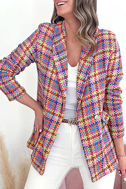 Luvik | Painetut olkalaukut kaksinkertainen nappi rento takki