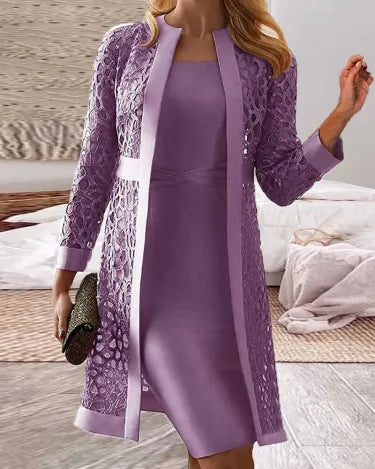 Luvik | Damen Cardigan Kjole laget av hardt, to-delt