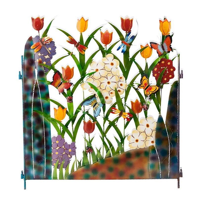 Fargerik Metall Sommerfugl og Blomst Hage Skjerm | Luvikno