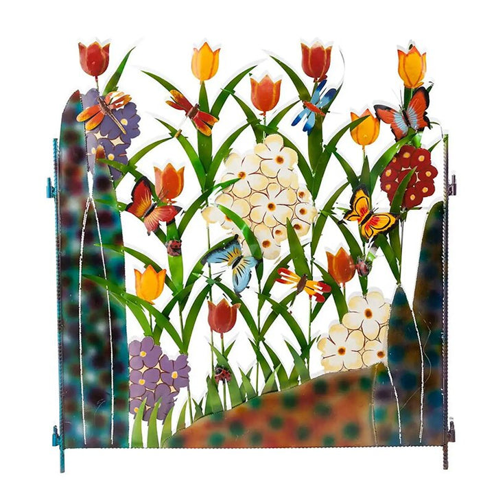 Fargerik Metall Sommerfugl og Blomst Hage Skjerm | Luvikno