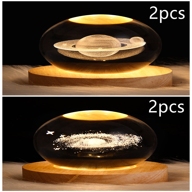 3D Galaxy Crystal Ball LED Nattlys | Luvikno
